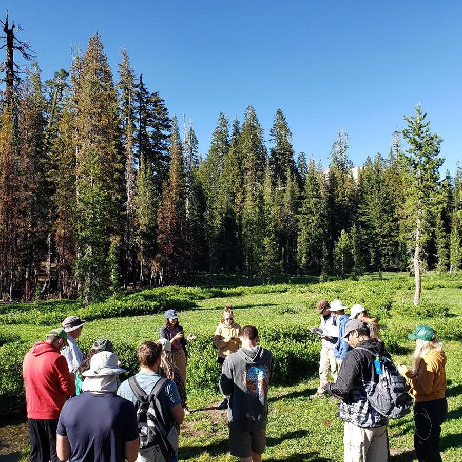 Throughout the field trip, students gave presentations about the geology of the national parks they visited. In this photo, students Shelby Norman and Kate Kilpatrick discuss the geology of Lassen Volcanic National Park in California.
